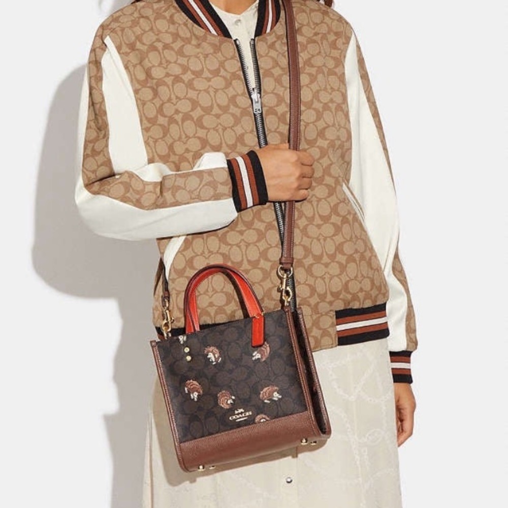 Coach Dempsey Tote 22 In Signature Canvas With Hedgehog Print